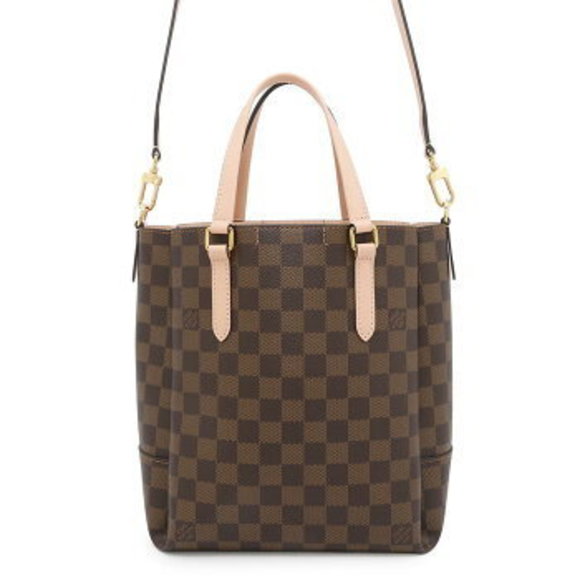 Louis Vuitton Damier Ebene Brown Belmont NV Handbag Pink Bag Pouch - Picture 1 of 8